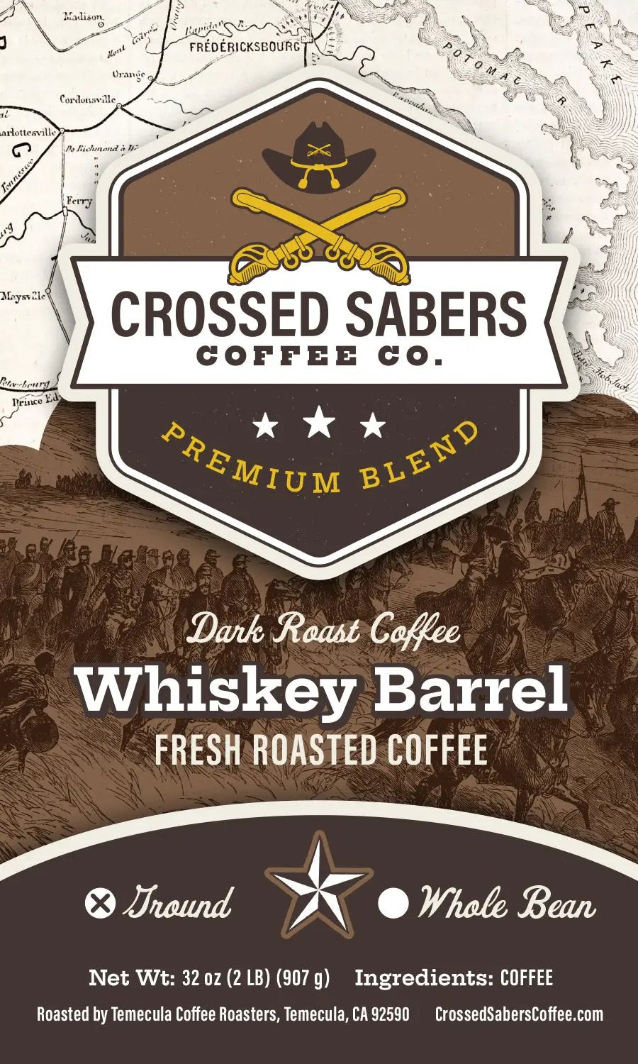 Crossed Sabers Coffee Whiskey Barrel 2lb Drip