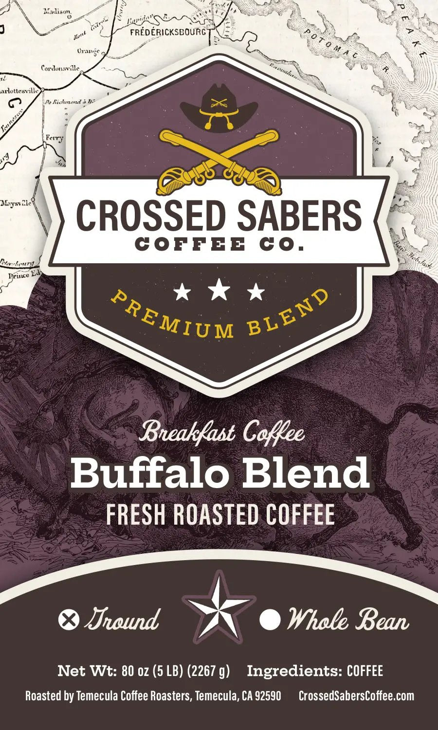 Crossed Sabers Coffee Buffalo Blend 5lb Drip