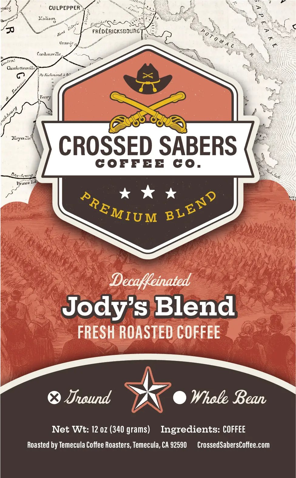 Crossed Sabers Coffee Jody's Blend Decaf 12oz Drip
