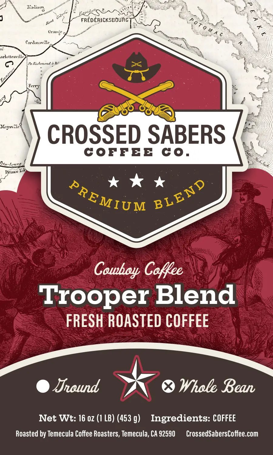Crossed Sabers Coffee Trooper Blend 16oz Whole Bean