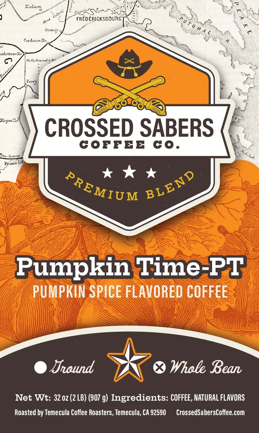Crossed Sabers Coffee Pumpkin Time-PT 2lb Whole Bean