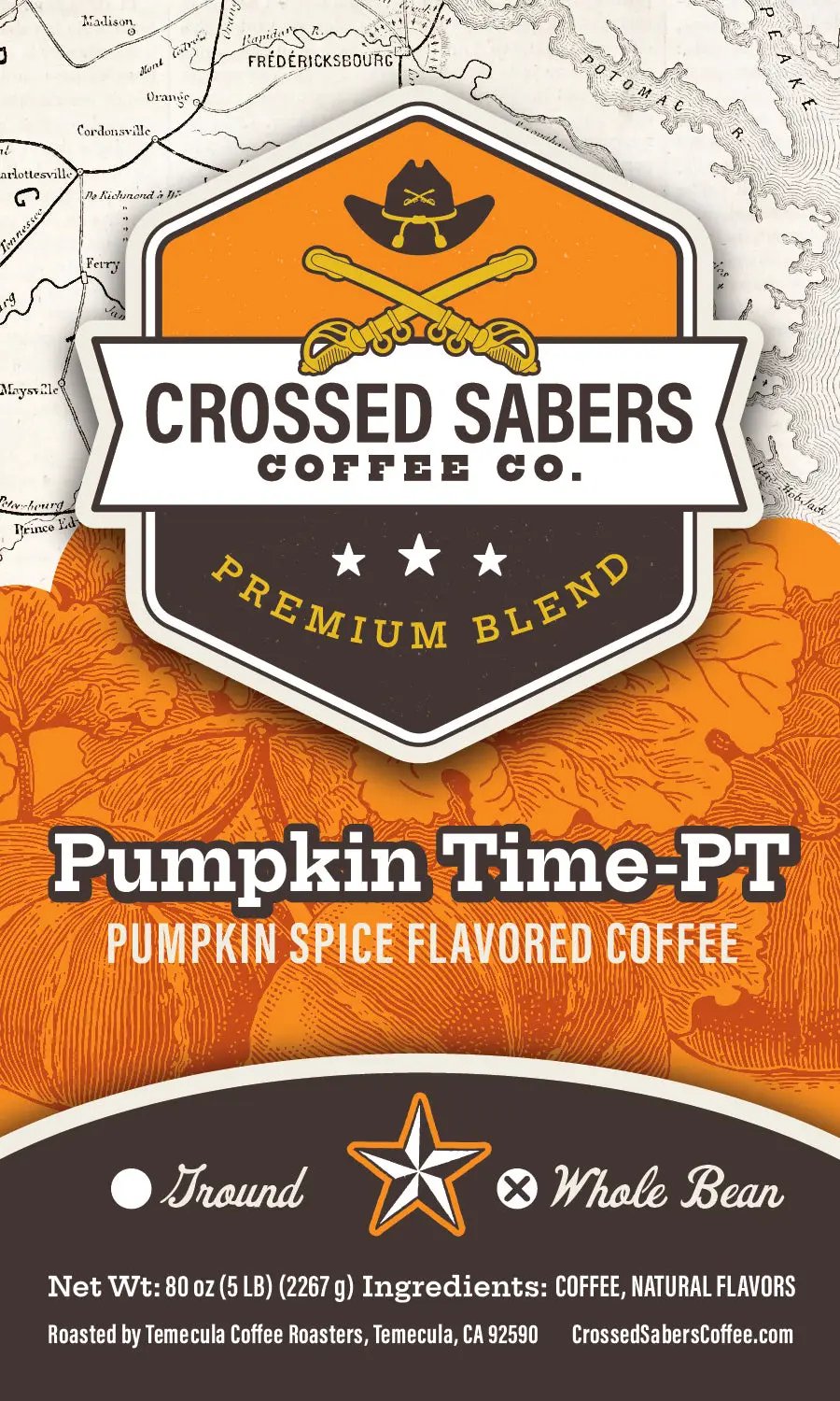 Crossed Sabers Coffee Pumpkin Time-PT 5lb Whole Bean