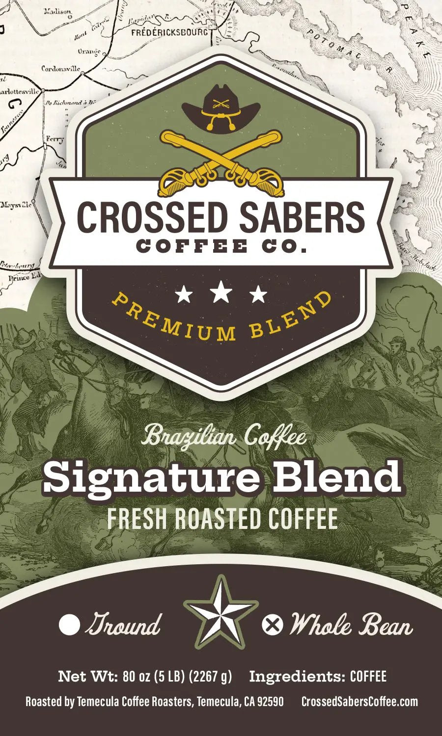 Crossed Sabers Coffee Signature Blend 5lb Whole Bean
