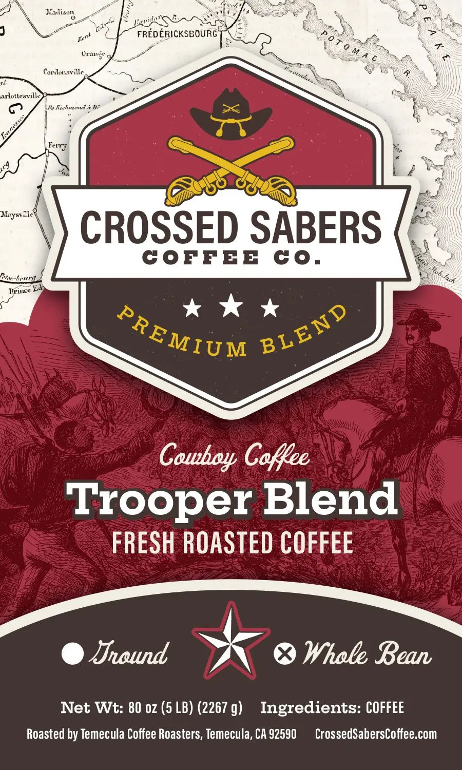 Crossed Sabers Coffee Trooper Blend 5lb Whole Bean