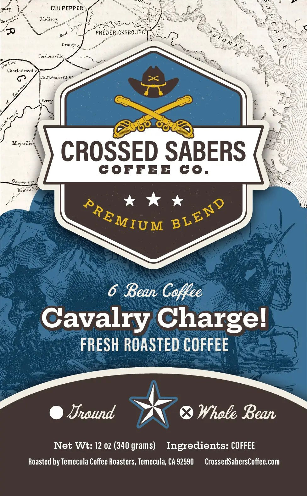 Crossed Sabers Coffee Cavalry Charge! 12oz Whole Bean