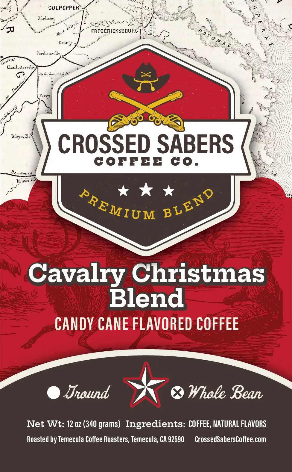 Crossed Sabers Coffee Cavalry Christmas 12 oz Whole Bean