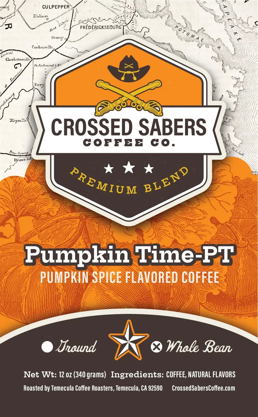 Crossed Sabers Coffee Pumpkin Time-PT 12 oz Whole Bean