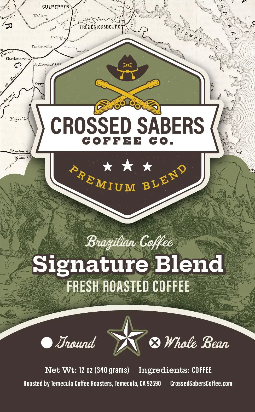 Crossed Sabers Coffee Signature Blend 12oz Whole Bean