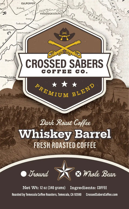 Crossed Sabers Coffee Whiskey Barrel 12oz Whole Bean