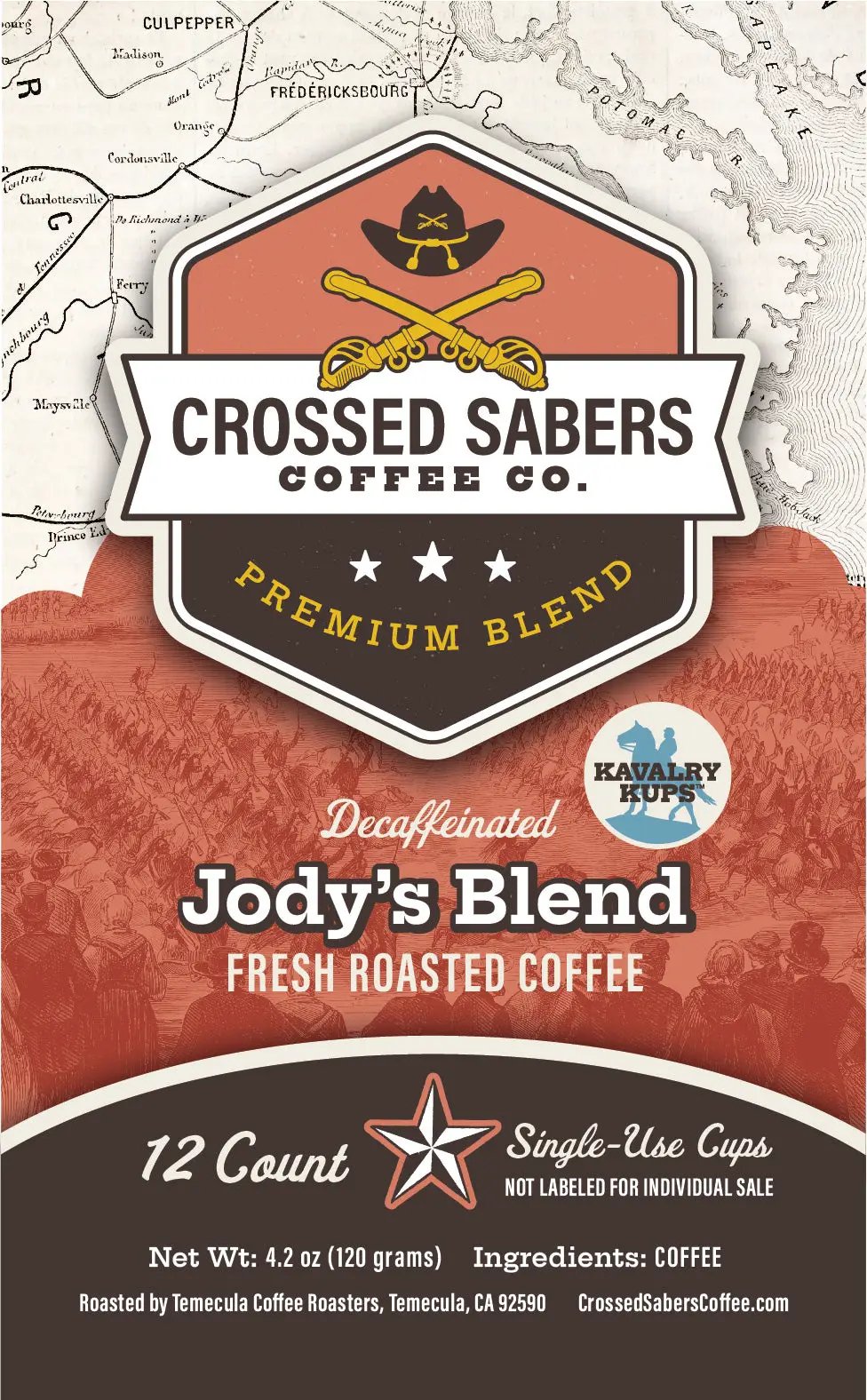 Crossed Sabers Coffee Jody's Blend Decaf Kavalry Kup