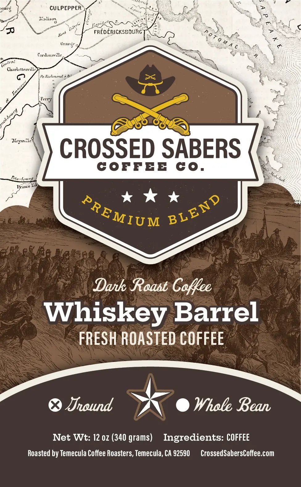 Crossed Sabers Coffee Whiskey Barrel 12oz Drip